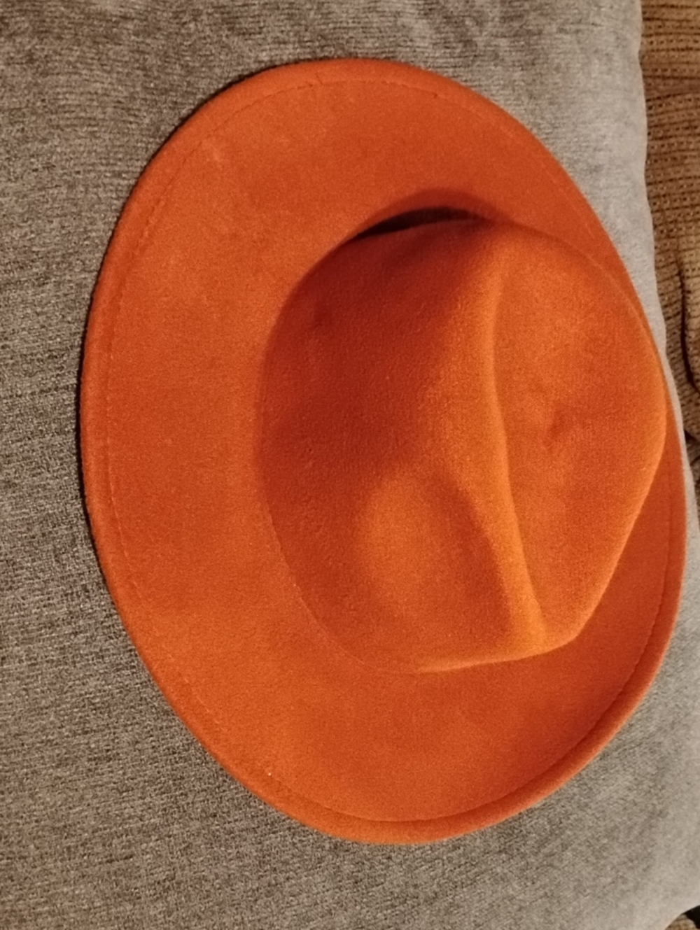 Wide-Brim Orange Felt Fedora Hat